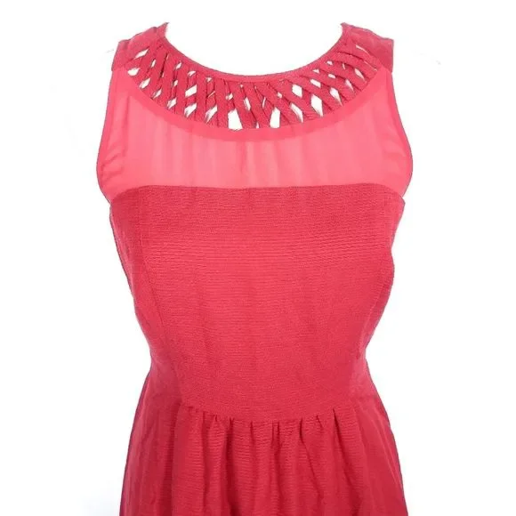 Anthropologie Maeve Red Lattice Dress - Picture 5 of 8